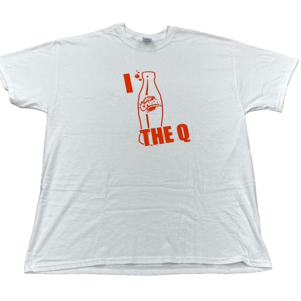 Orange Crush Soda Shirt Men XL White Tee Pop Glass Bottle The Q Retro Adult